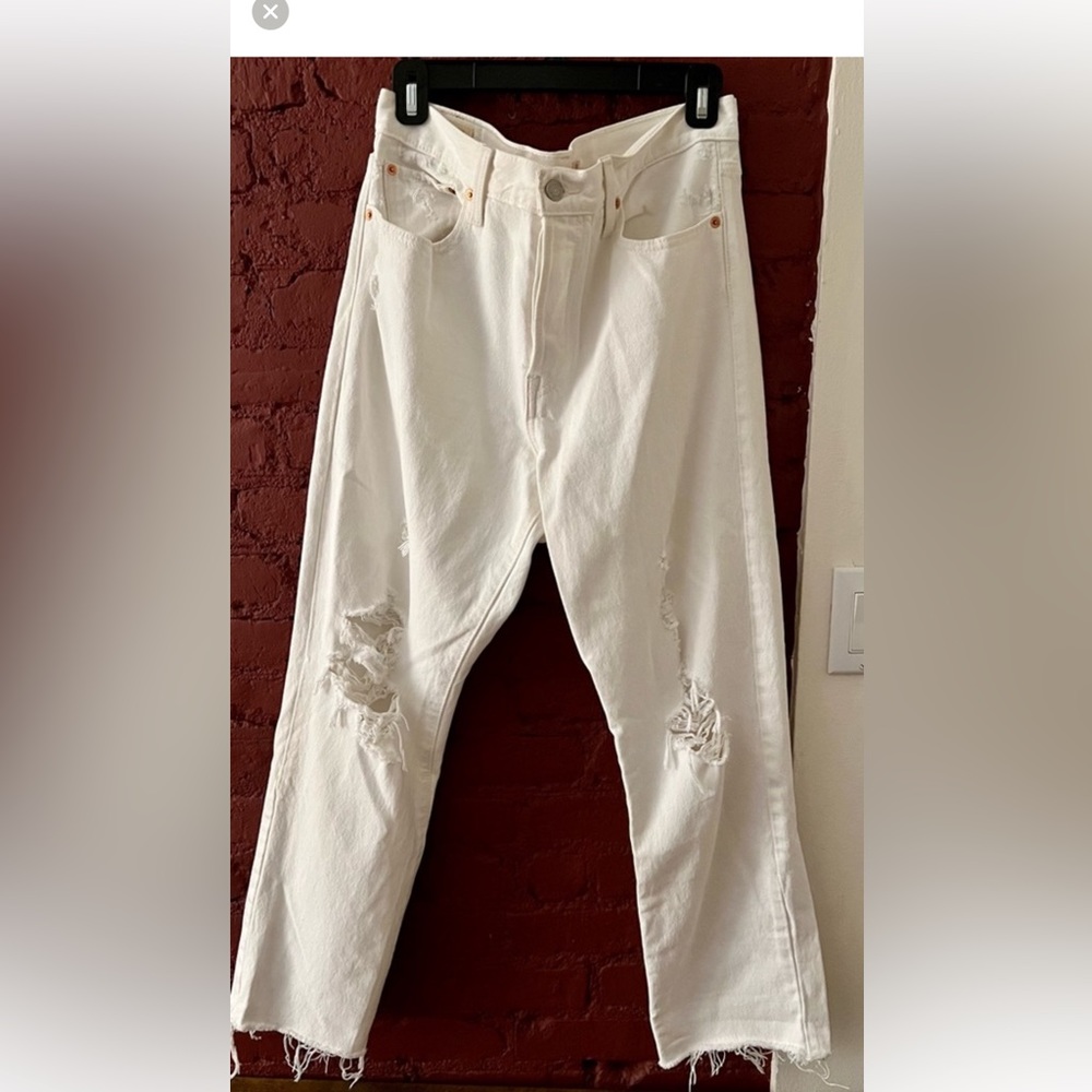Levi's White Straight Leg Jeans